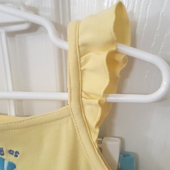 Gymboree Yellow Ruffle Shoulder Tank 2T & Blue Ruffle Shorts 12-18 Months Set - Picture 4 of 8